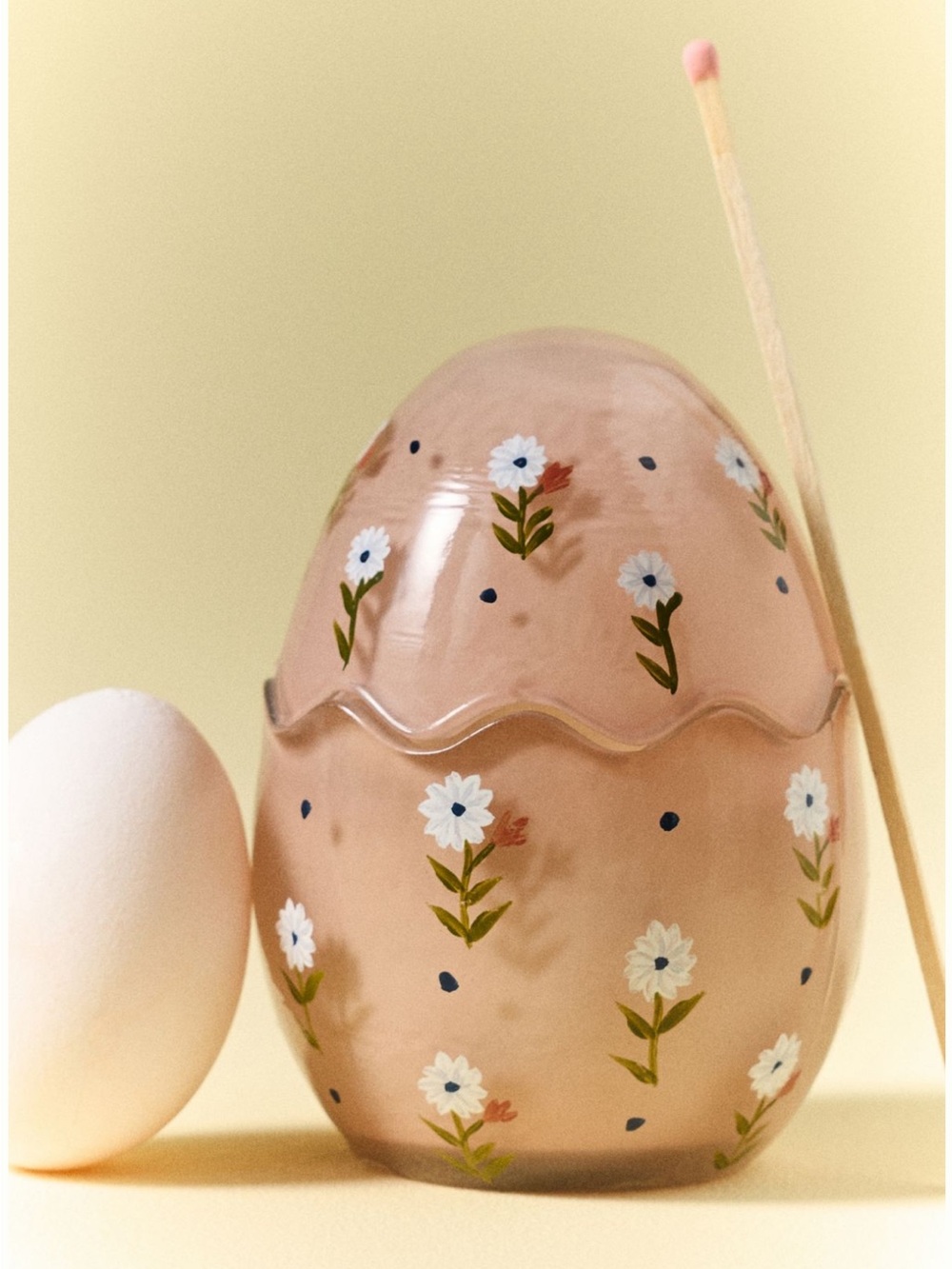 Anthropologie Easter Egg Floral Peony Blush Glass Candle